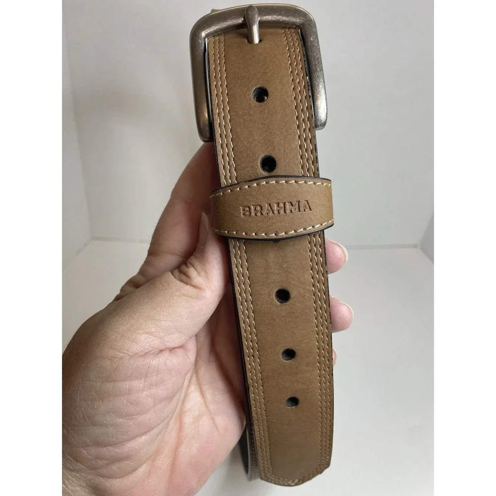 Brahma Belt Tan Vegan Leather Dress Belt Belt Size M 34-36
